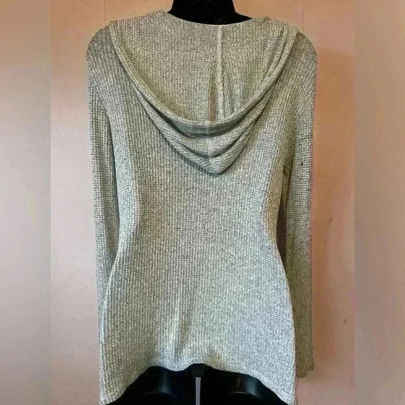 Aeropostale Women's Sz XS Lightweight Waffle Hooded Pullover Heather Gray - Picture 2 of 4